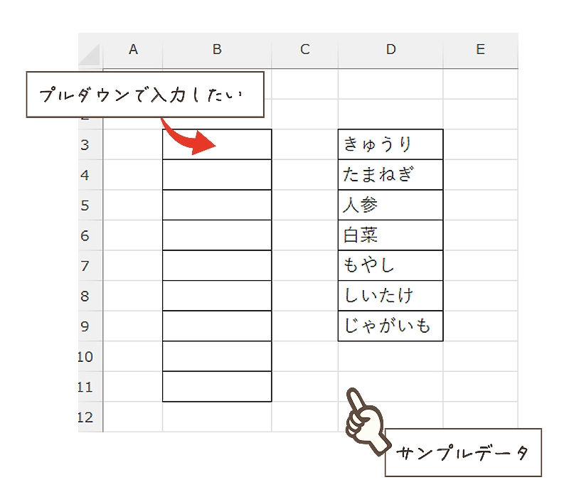 エクセルのリスト入力
