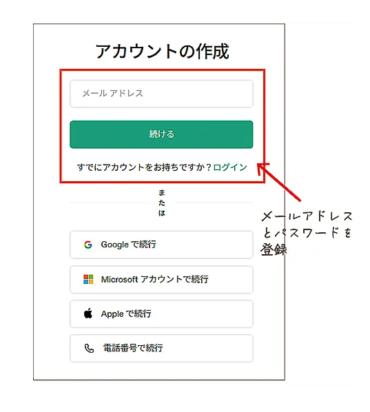 ChatGPTアカウント登録画面