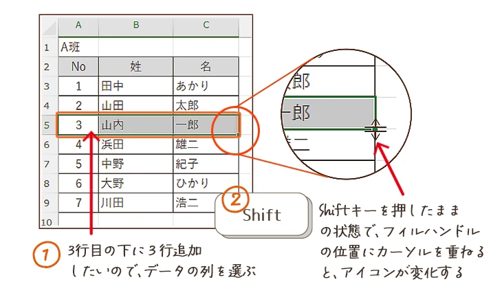 Excel/複数行の追加方法②