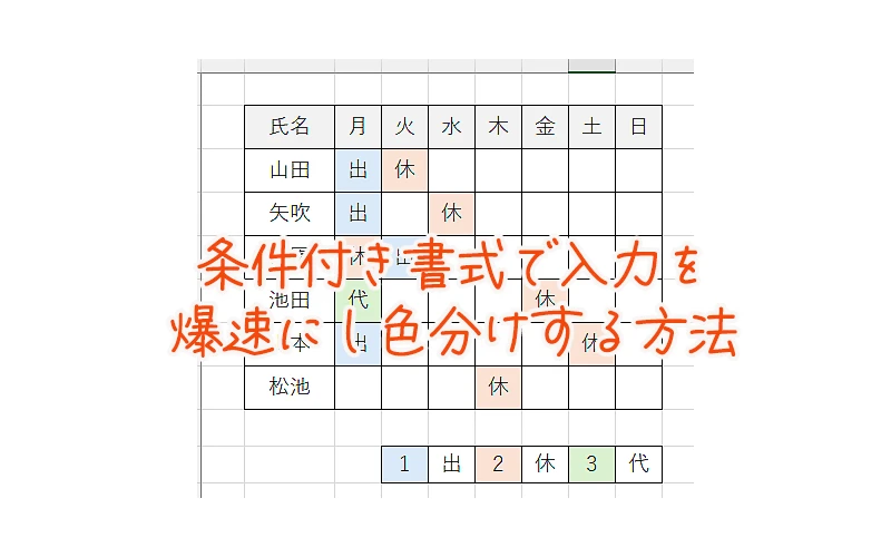 条件付き書式で勤務表