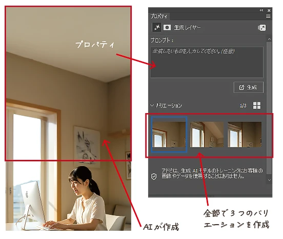 ３つのバリエーションを生成AIが作成